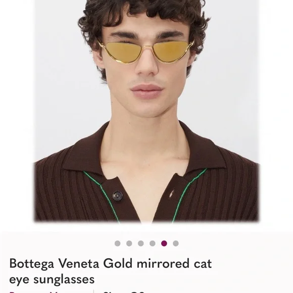 Bottega Veneta Gold Mirrored Sunglasses - Picture 5 of 6